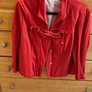 CAbi Vibrant Red Blazer with Bow Accent